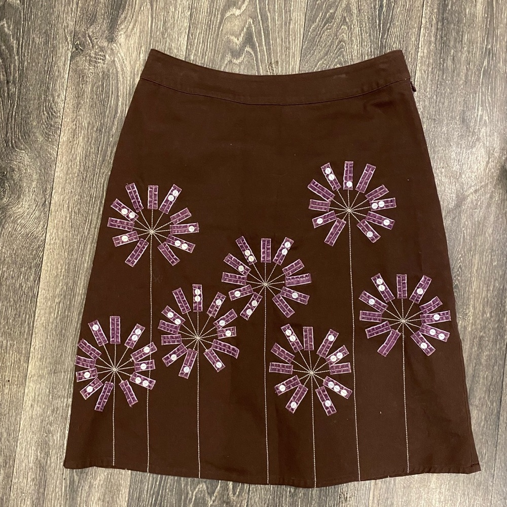 Boden size 6 brown knee length embellished skirt